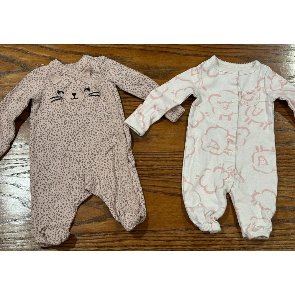 Carters Baby Girl Newborn Sleep Set 2pk Footed NB